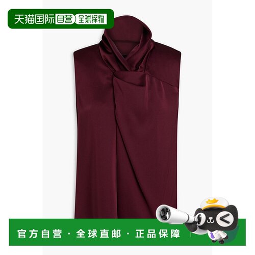 香港直邮THEORY 希尔瑞 女士 垂褶缎面上衣 P1009506DARKWINE