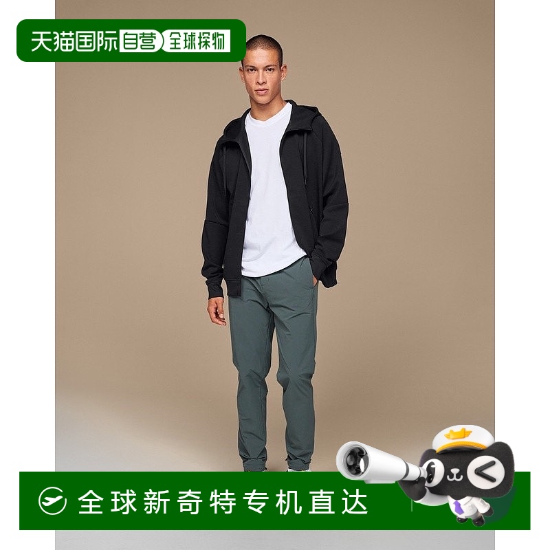 欧洲直邮On昂跑男士黑色再生聚酯拉链设计连帽卫衣