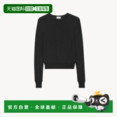 自营欧洲直邮YSL圣罗兰 CASSANDRE系列女士黑色羊毛圆领针织衫