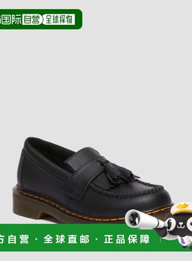 欧洲直邮DrMartens马丁大夫 Adrian儿童黑色皮革乐福鞋