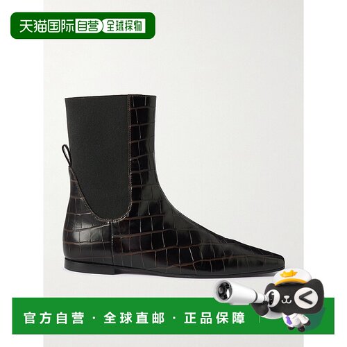 1h可退 香港直邮TOTÊME 女士 鳄鱼纹皮质短靴 251WAS0206LE0076