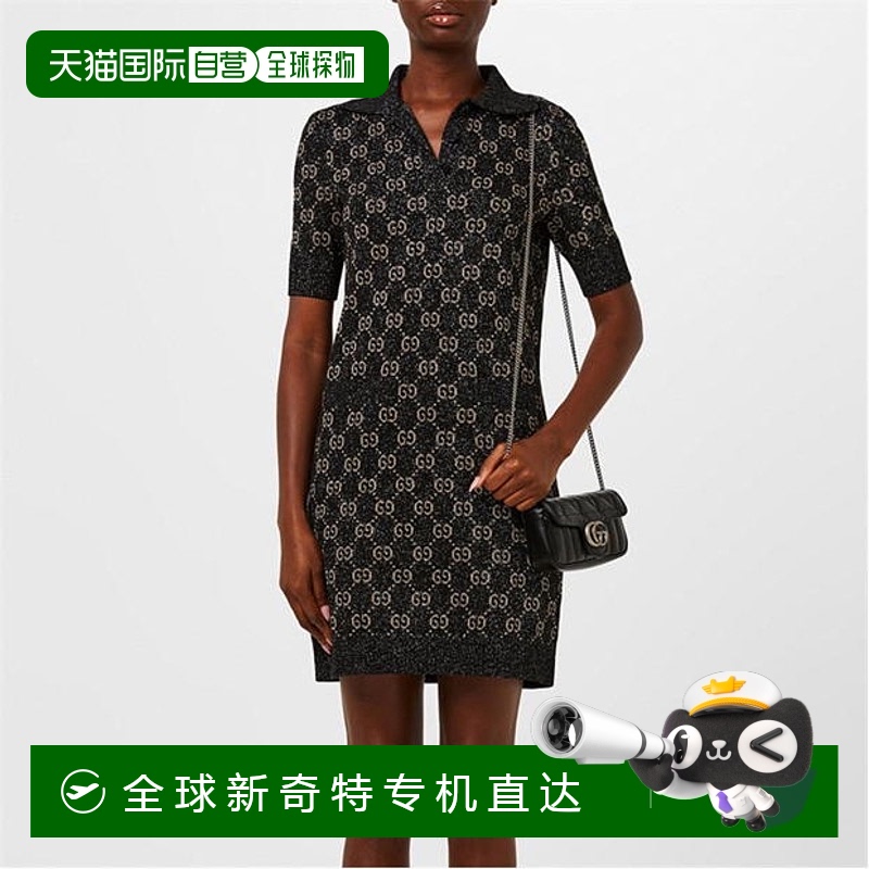 1h可退 香港直邮Gucci 古驰 女士 Gg 提花棉质连衣裙  舒适时尚