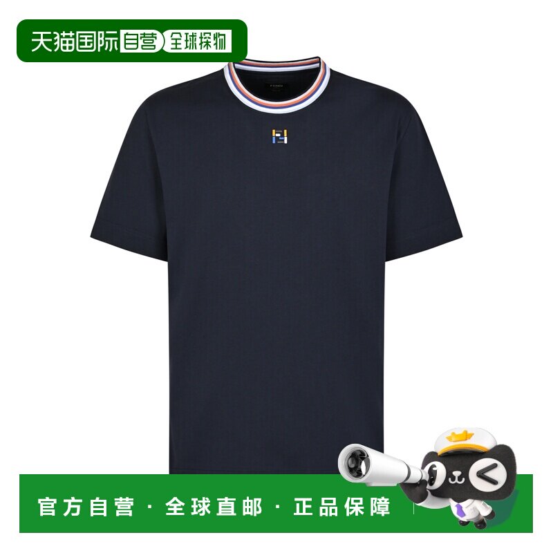 1h可退 香港直邮FENDI 男士T恤 FY0936AUIAF0PTH CO 蓝色 短袖圆T图片