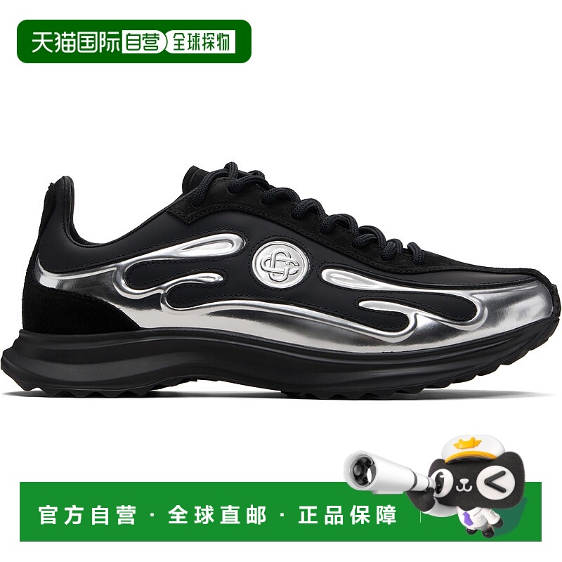 香港直邮Casablanca 男士 黑色 & 银色 Stade 运动鞋 AAW25SNK024