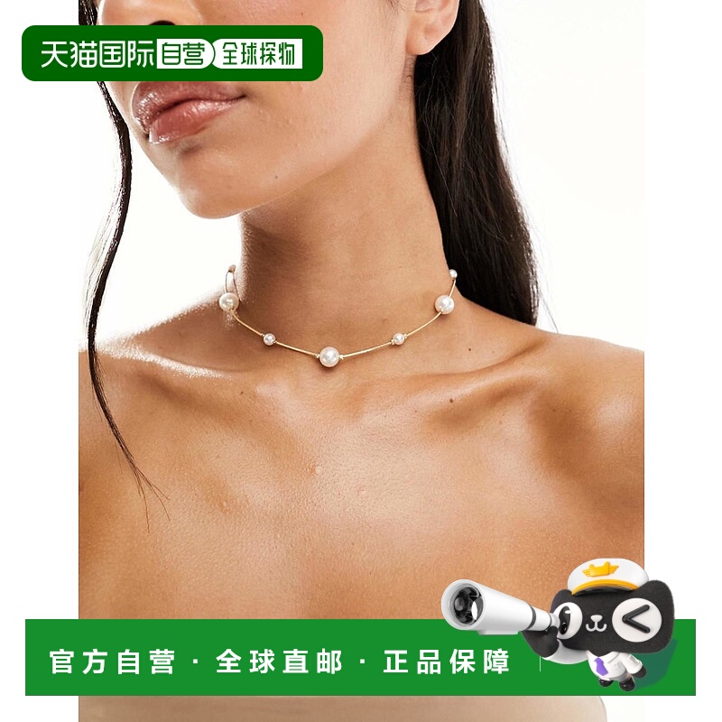 1h可退 香港直邮ASOS 女士 sized 设计短款混合人造珍珠色调项链(