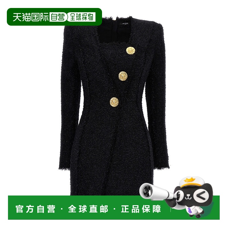 香港直邮Balmain 长袖拉链连衣裙 BF0R9072XF90