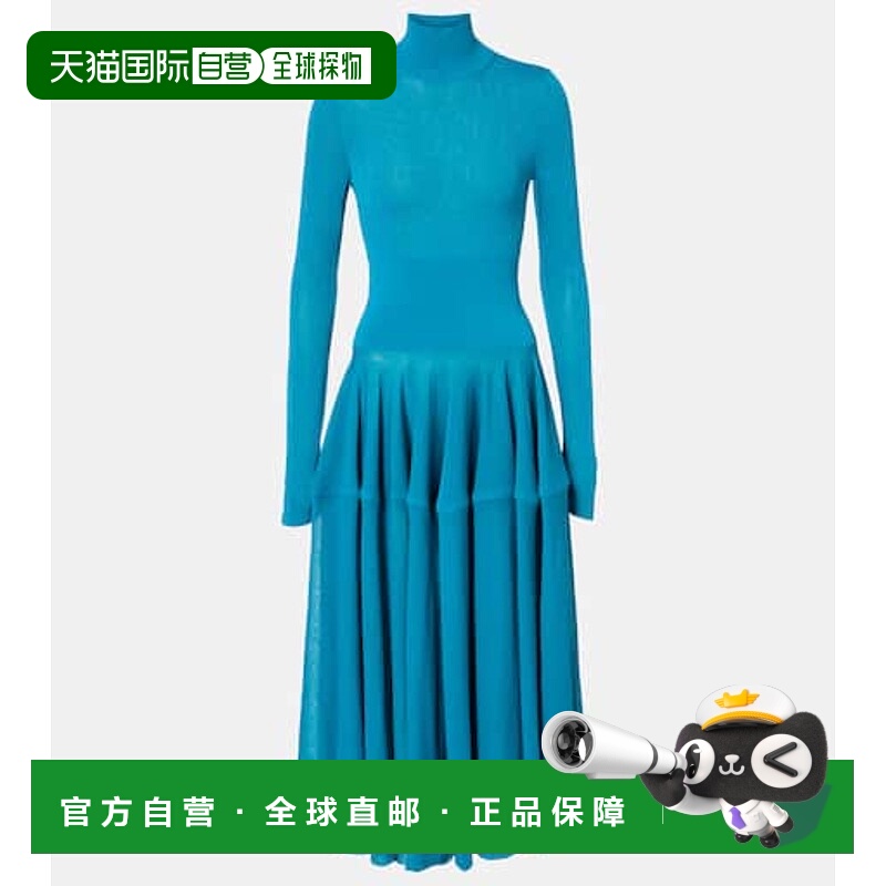 1h可退 香港直邮alaia 女士 高领中长连衣裙 blue蓝色 舒适时尚