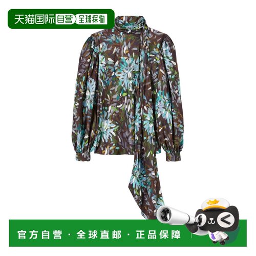 香港直邮Gucci 印花斜纹衬衫 854520ZAUO0泡泡袖