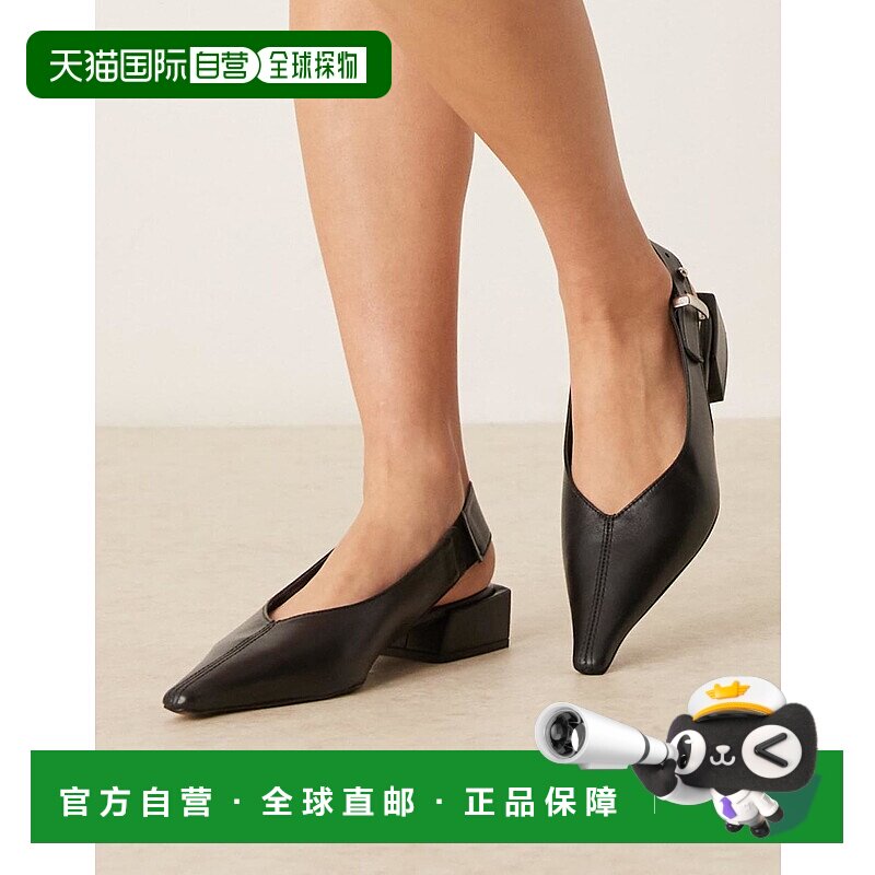 1h可退 香港直邮ASOS 女士 Ledge premium 设计皮质露跟鞋靴(黑色