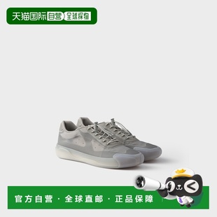 自营欧洲直邮Prada普拉达 男士灰色徽标压印尼龙运动鞋男鞋