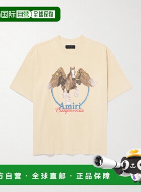 1h可退 香港直邮AMIRI 男士 浅褐色棉质T恤 AMJYTE1130 brown棕色