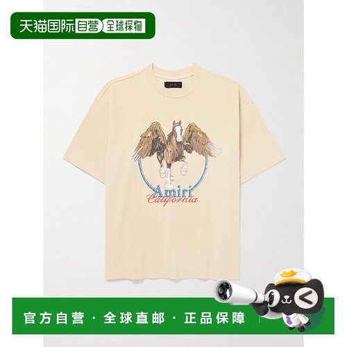 1h可退 香港直邮AMIRI 男士 浅褐色棉质T恤 AMJYTE1130 brown棕色