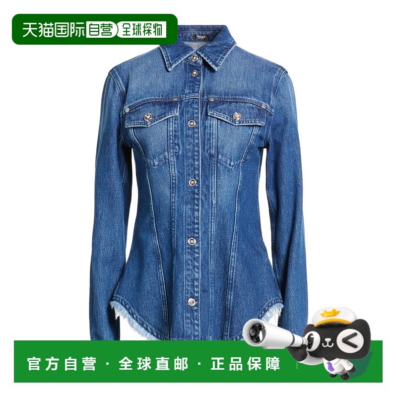 1h可退 香港直邮versace 范思哲 女士 牛仔布衬衫 blue蓝色 舒适,女装/女士精品,衬衫,淘宝优惠券,粉丝福利购,淘宝优惠卷
