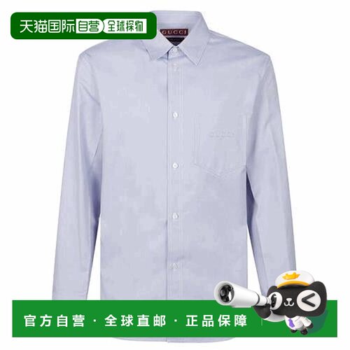 1h可退 香港直邮Gucci 古驰 男士 Clear 蓝色衬衫 824034Z7AQ1