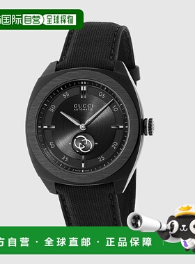 自营欧洲直邮Gucci古驰男士黑色橡胶Interlocking 41毫米腕表