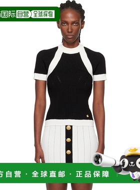 香港直邮Balmain 巴尔曼 女士 黑色 & 白色 Short-Sleeved Knit