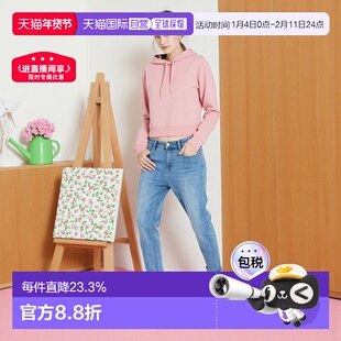 自营欧洲直邮Burberry博柏利女士棉质纯色字母落肩袖抽绳连帽卫衣