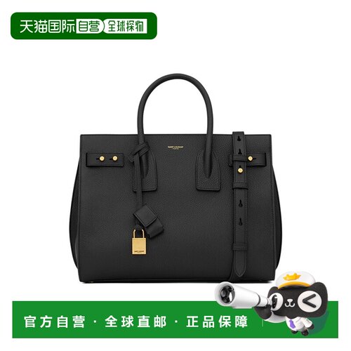 自营欧洲直邮YSL/圣罗兰 23新款 女士黑色粒面小牛皮按扣开合手提