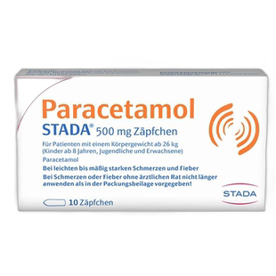 欧洲直邮德国Stada对乙酰500mg扑热息痛发热退烧止痛栓剂10粒