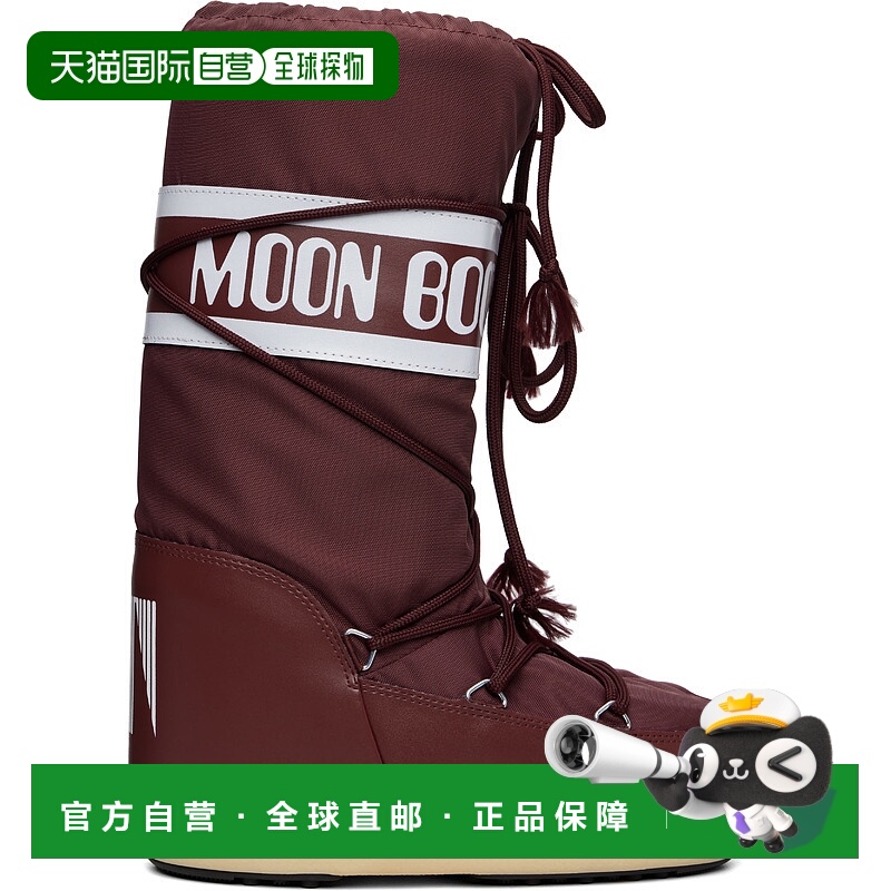 香港直邮moon boot 月亮靴 女士 酒红色 Icon Nylon 中筒靴 80D14