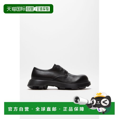 自营欧洲直邮Acne Studios FW25男士黑色小牛皮微翘圆头德比鞋