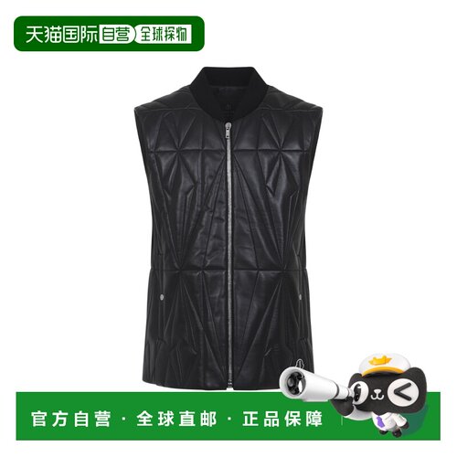 香港直邮Moncler 盟可睐 男士 ZIPUP 黑色仿皮背心 MU01F1A10M811
