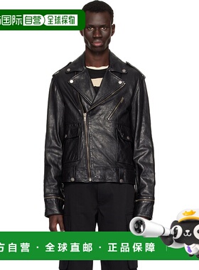 1h可退 香港直邮GOLDEN GOOSE 男士 黑色 Glossy Effect Biker 皮