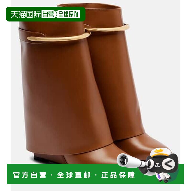 1h可退 香港直邮Givenchy 纪梵希 女士 鲨鱼皮中筒靴子 brown棕色