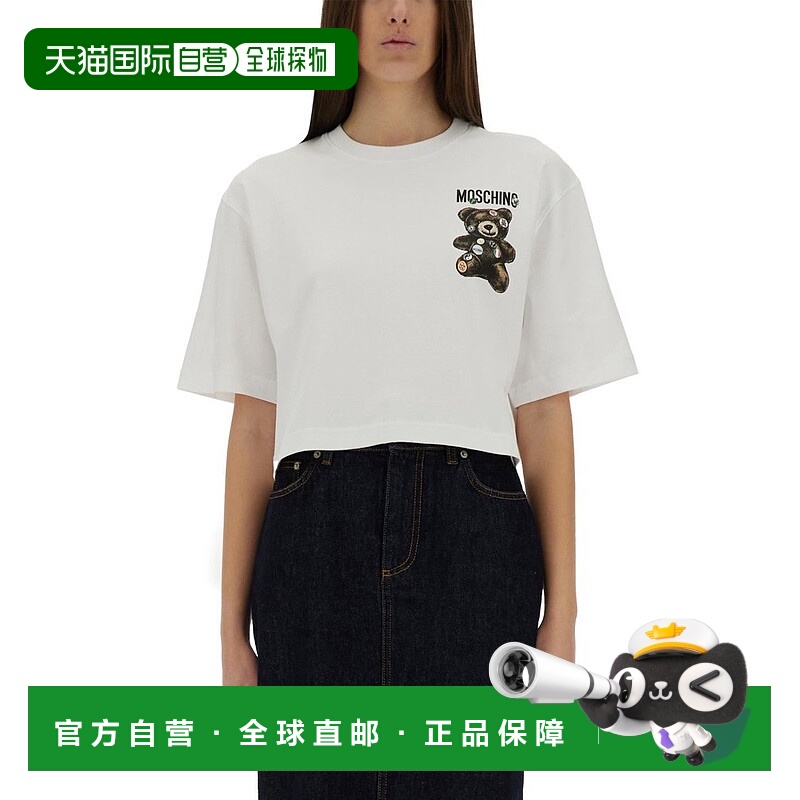 1h可退 香港直邮Moschino 莫斯奇诺 女士 泰迪熊圓領 T 卹 071004