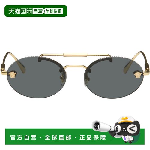 1h可退 香港直邮versace 范思哲 男士 金色 Medusa 太阳镜 0VE229