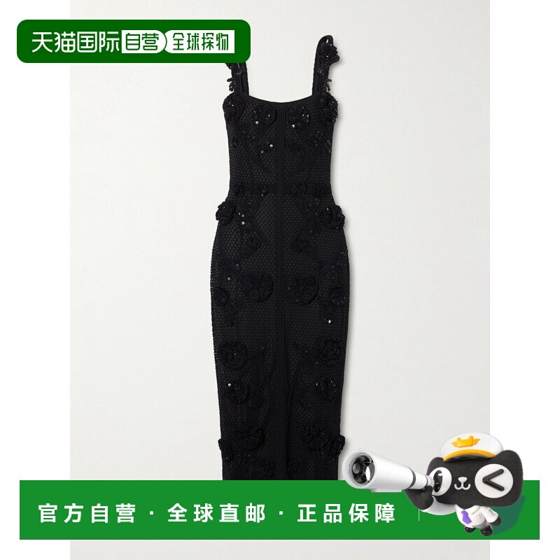 1h可退 美国直邮CAROLINA HERRERA 女士 精饰钩花中长连衣裙 S261