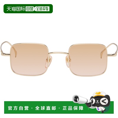 香港直邮Gucci 古驰 男士 金色 Institutional Logo 太阳镜 GG181