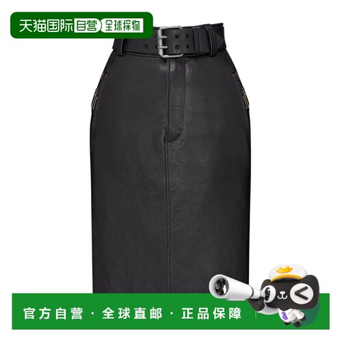 Saint Laurent 粒面皮革腰带式铅笔裙 865021YCVE 【付后1h可退】