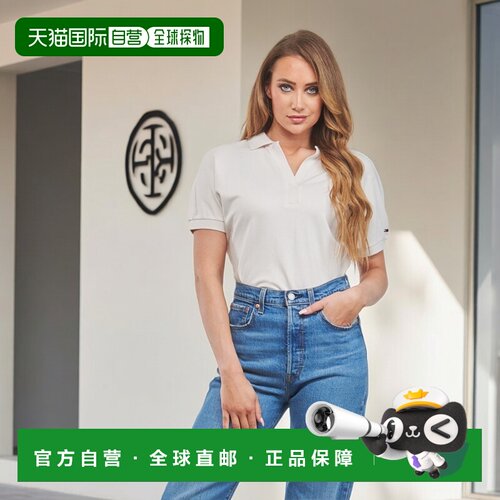 欧洲直邮Tommy Hilfiger衣服女短袖POLO衫白色RELAXED LYOCELL PO