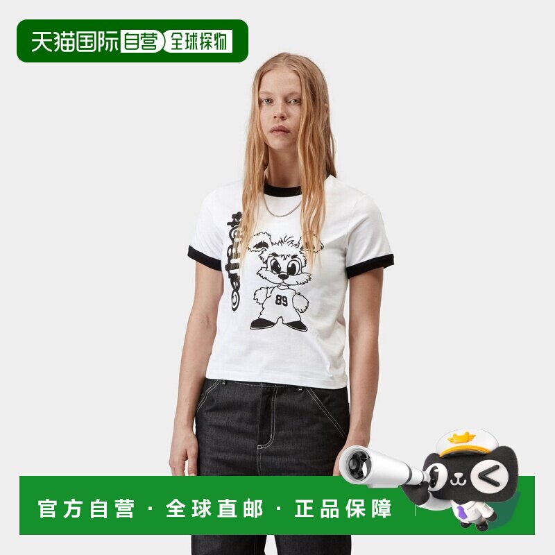 自营欧洲直邮Carhartt WIP IP Ringer女士白色/黑色棉质印花短袖T图片