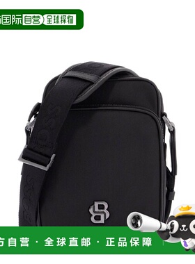 1h可退 香港直邮BOSS 波士 男士 黑色 Double B Monogram Twill R