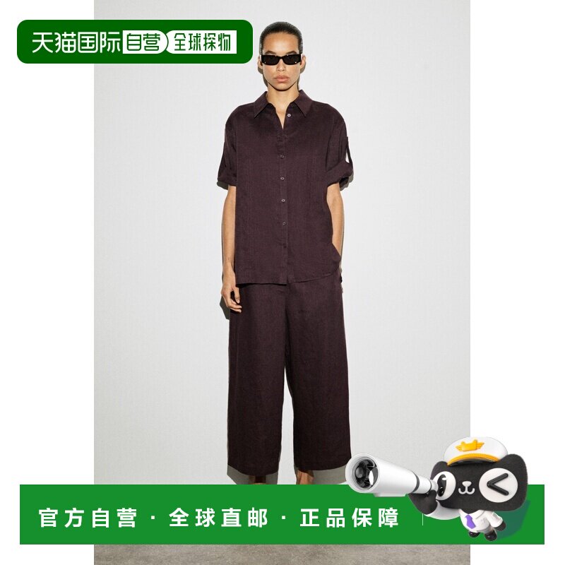 自营欧洲直邮COS 女士红色亚麻裙裤阔腿裤直筒裤连体裤图片