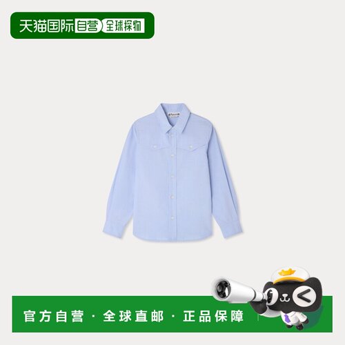 欧洲直邮Bonpoint Jared男孩蓝色棉质西部风格衬衫