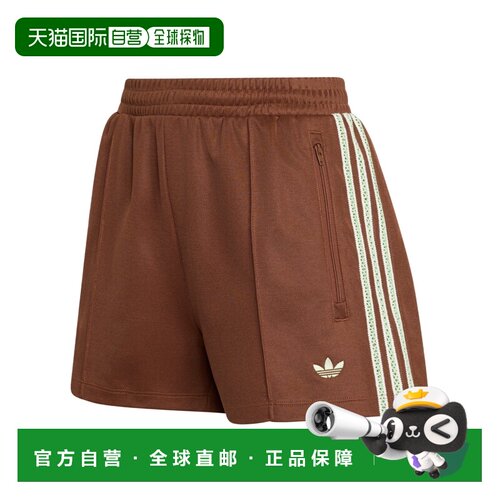 1h可退 香港直邮ADIDAS 女士短裤 KY3167 SS2026 棕色 松紧腰短裤