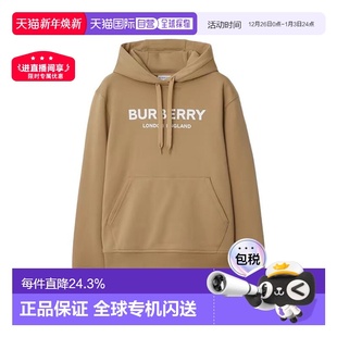 连帽卫衣 女士米色棉质字母印花长袖 自营欧洲直邮Burberry 博柏丽