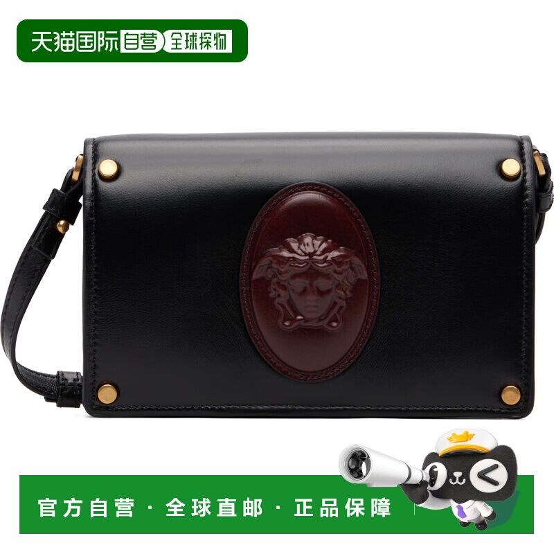 1h可退 香港直邮versace 范思哲 女士 黑色迷你 Lou Nappa 单肩包