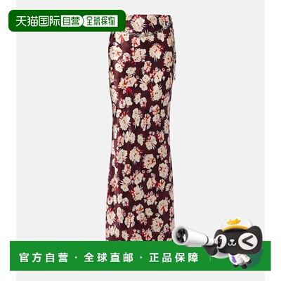 香港直邮Rabanne 女士 链条细节花朵真丝长款半身裙