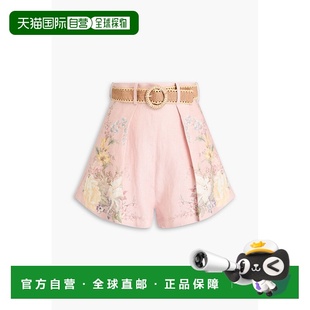 束带印花亚麻短裤 女士 9921ASS243PI 香港直邮ZIMMERMANN 1h可退