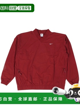 自营欧洲直邮Nike耐克 Solo Swoosh系列男士深红色尼龙防风套头衫
