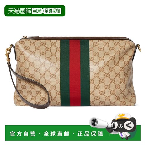 自营欧洲直邮GUCCI古驰 GG沙棕色/棕色GG帆布单肩包卡包手提包