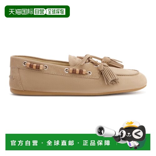 自营欧洲直邮MIU MIU缪缪 Deck女士沙漠色小牛皮流苏乐福鞋