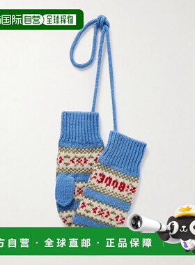 香港直邮Bode 男士 Wedgewood 'Fair Isle' 初剪羊毛连指手套 MRF