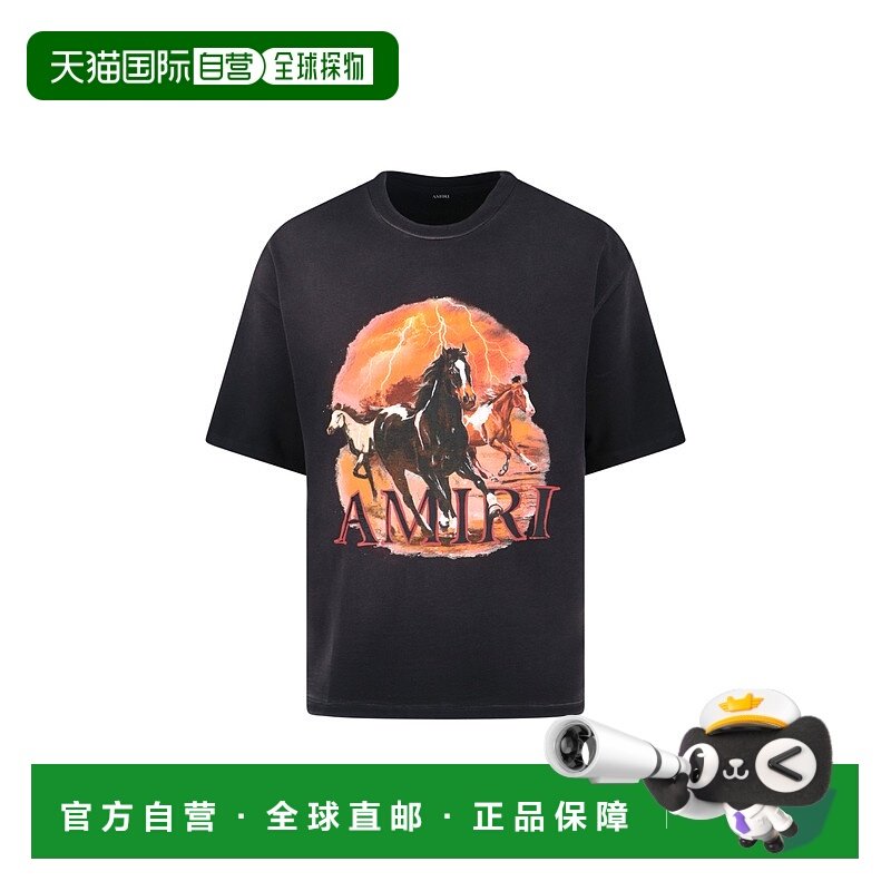 1h可退 香港直邮AMIRI 男士 and Polos T恤黑色T恤 AMTOJR1022