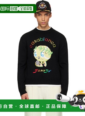 1h可退 香港直邮Casablanca 男士 黑色 Character Intarsia Crew
