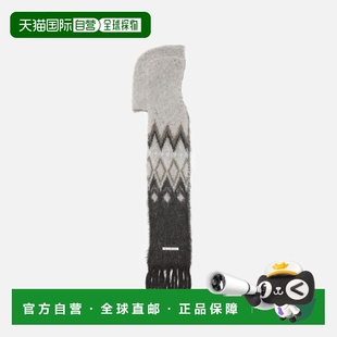 自营欧洲直邮Acnes Studios 灰色马海毛连帽围巾男女通用